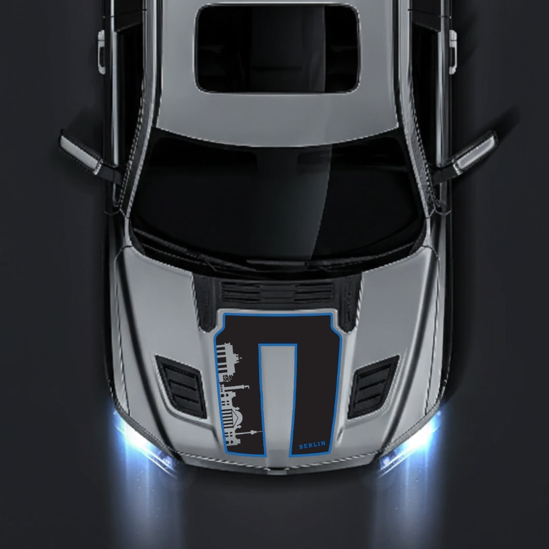 Performance Hood Panel Decal/Sticker - Berlin Skyline - Cut - Border Graphic Kit - For Dodge RAM 1500 2019-2025 - Premium Vinyl
