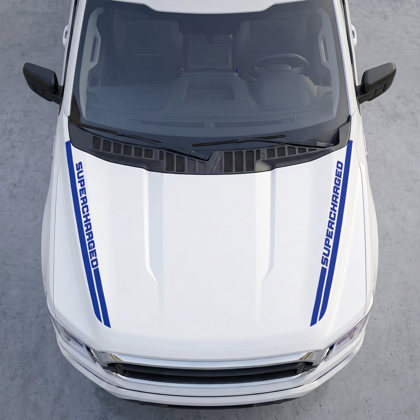 Hood Panel Decal/Sticker - Supercharged Edition  Hood Cowl Stripes – Dual Side Track Vinyl Decal Graphic Kit - For Ford F-150 F150 2015-2020 - Premium Vinyl