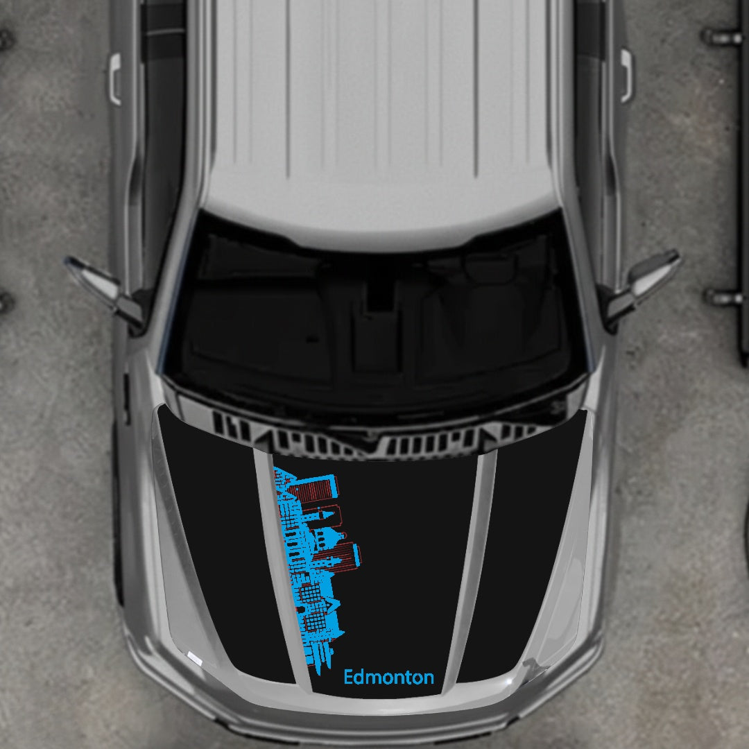 Hood Panel Decal/Sticker - Edmonton Skyline Graphic Kit - For Ford F-150 2020-2026 - Premium Vinyl