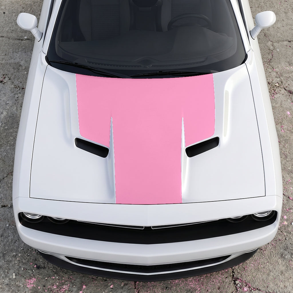 Hood Panel Decal/Sticker - The Foundation - Solid T-Shape - Matte Performance Trim Blackout Graphic Kit - For Dodge Challenger 2015-2024 - Premium Vinyl