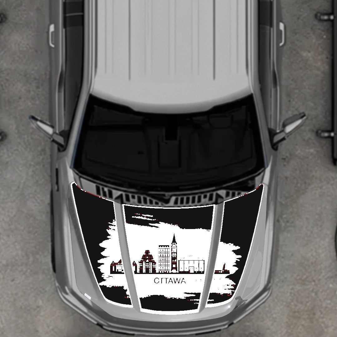Hood Panel Decal/Sticker - Ottawa - Border Graphic Kit - For Ford F-150 2020-2026 - Premium Vinyl