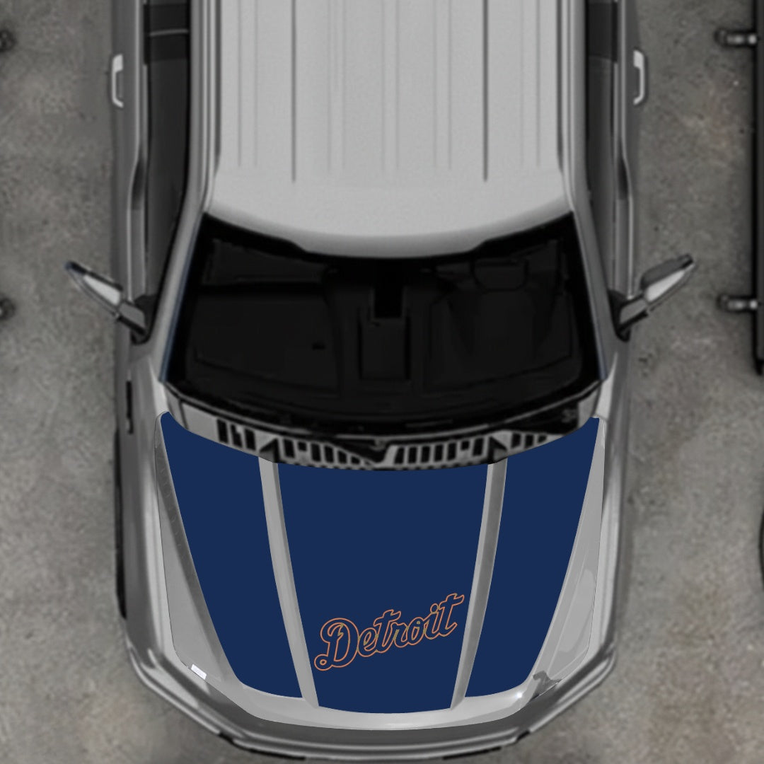 Hood Panel Decal/Sticker - Detroit Blue Graphic Kit - For Ford F-150 2020-2026 - Premium Vinyl