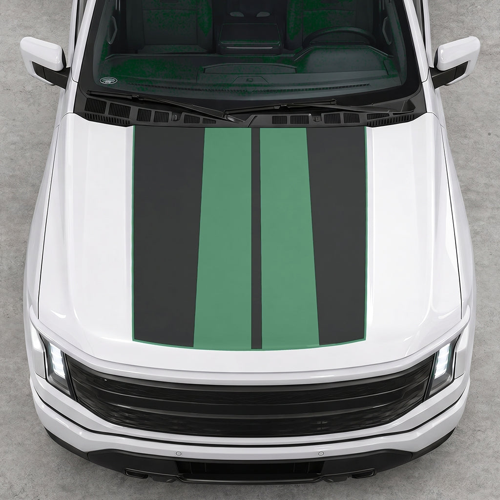 Hood Panel Decal/Sticker - Double Stripes Graphic Decal Graphic Kit - For FORD F-150 2015-2020 - Premium Vinyl