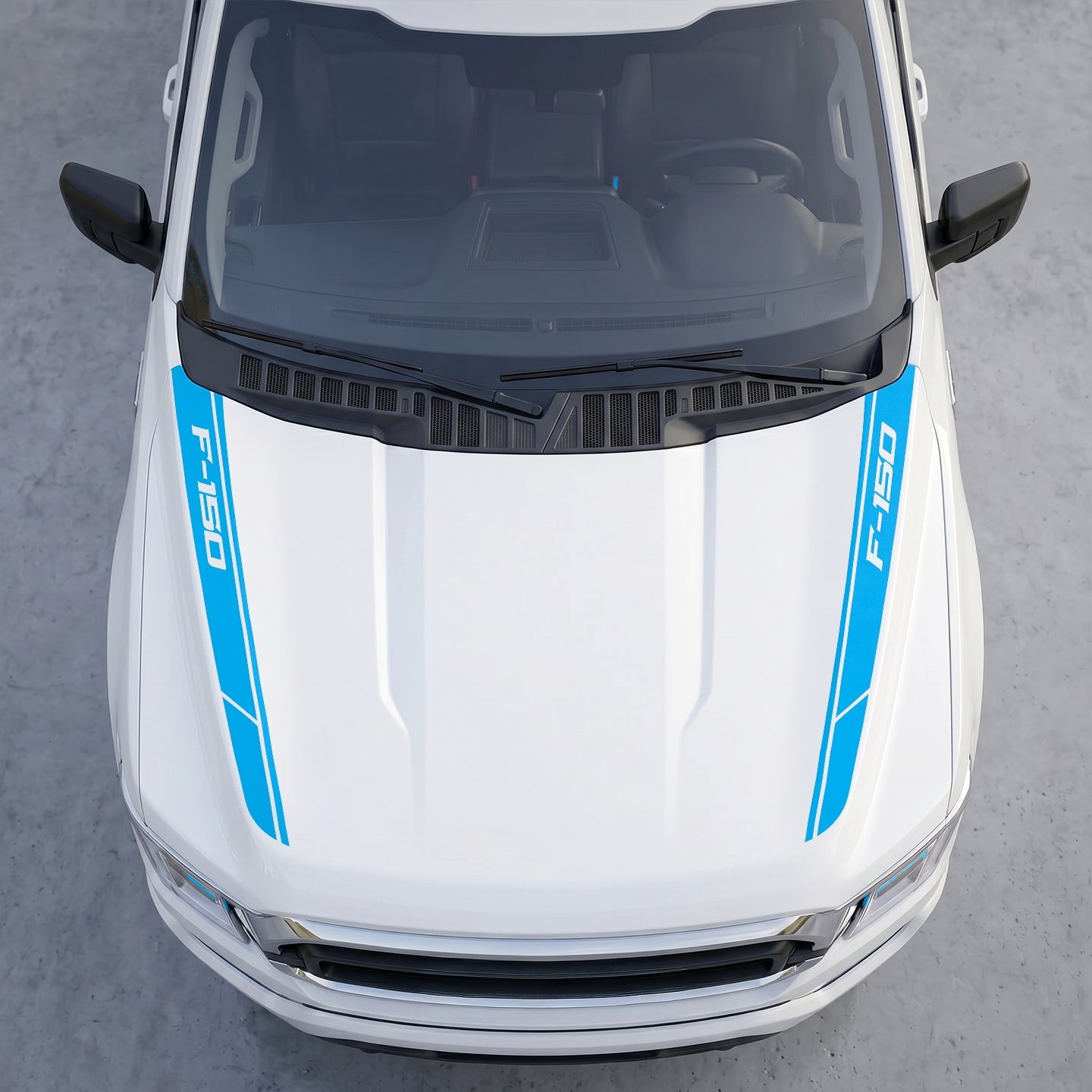Hood Panel Decal/Sticker - Angled Cowl Accent Stripes – Dual Side Hood Edge Vinyl Decals Graphic Kit - For Ford F-150 F150 2015-2020 - Premium Vinyl