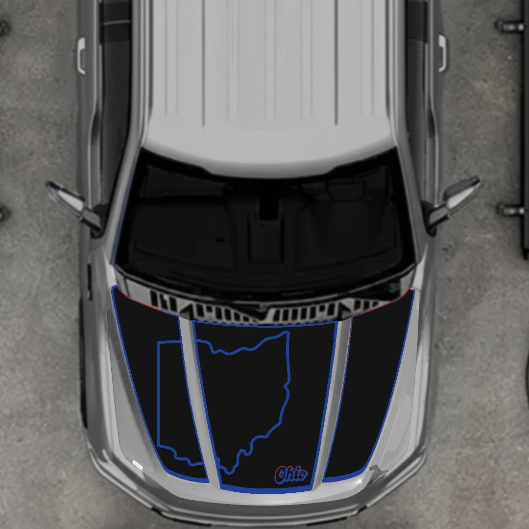 Hood Panel Decal/Sticker - Ohio - Border Graphic Kit - For Ford F-150 2020-2026 - Premium Vinyl
