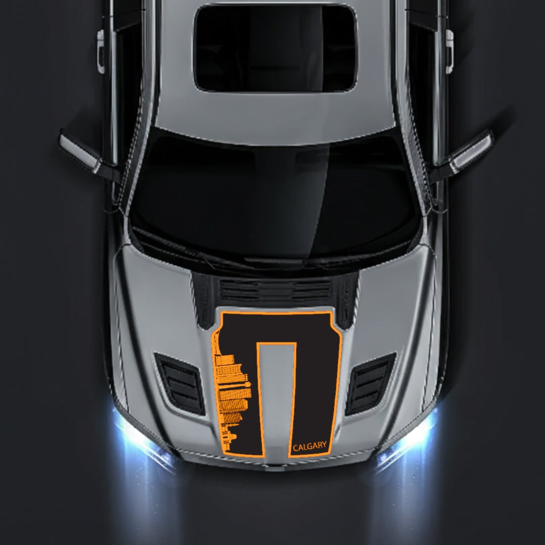 Hood Panel Decal/Sticker - Calgary Skyline - Border Graphic Kit - For Dodge RAM 1500 2019-2025 - Premium Vinyl