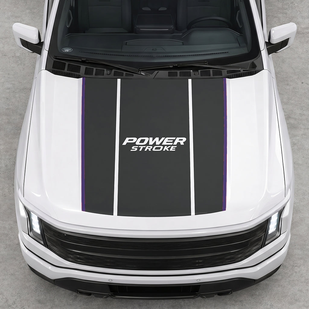 Hood Panel Decal/Sticker - Power Stroke Graphic Decal Graphic Kit - For Ford F-150 2015-2020 - Premium Vinyl