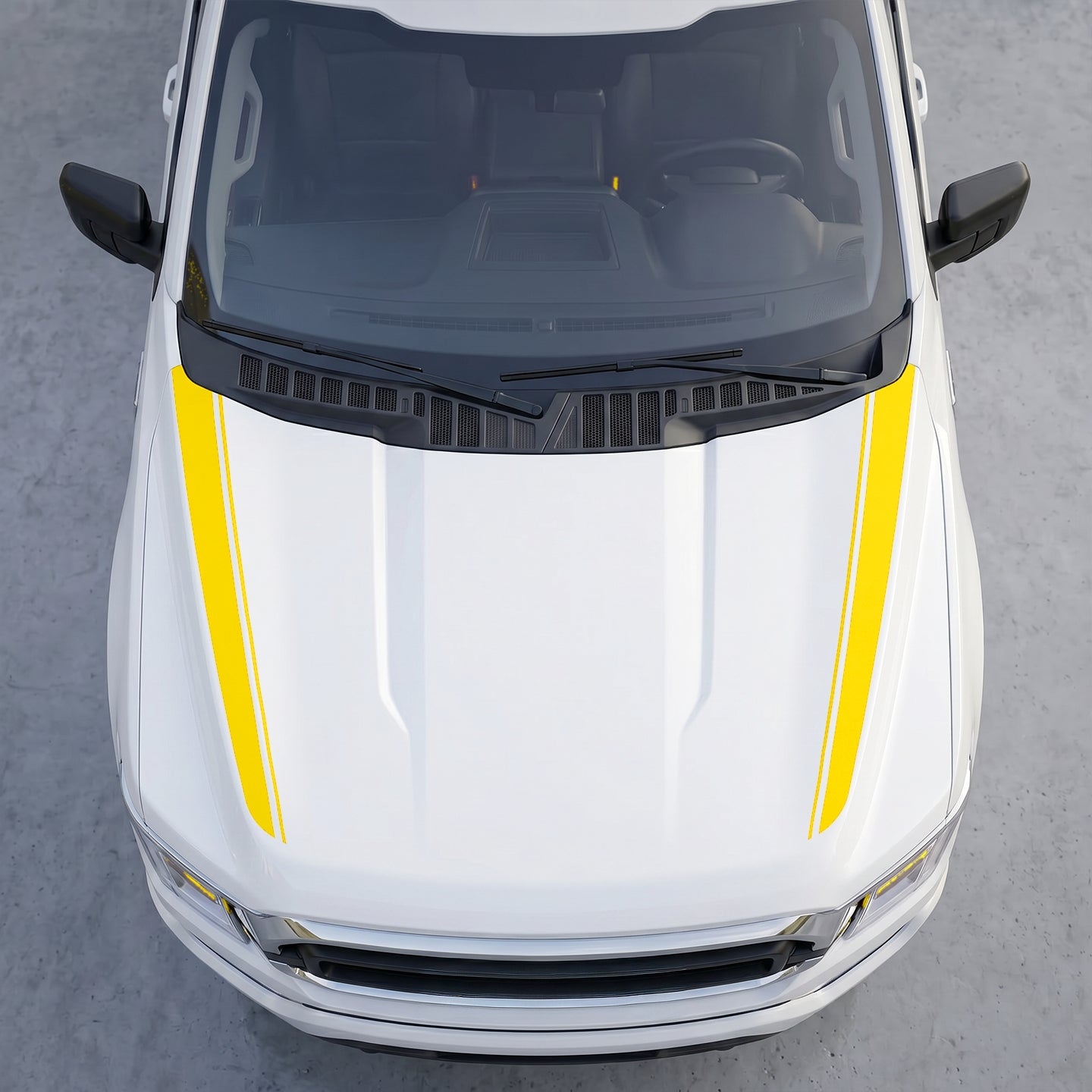 Hood Panel Decal/Sticker - Dual Pinstripe Hood Cowl Decals – Sport Outer Edge Accent Stripes Vinyl Graphics Kit Graphic Kit - For Ford F-150 F150 2015-2020 - Premium Vinyl