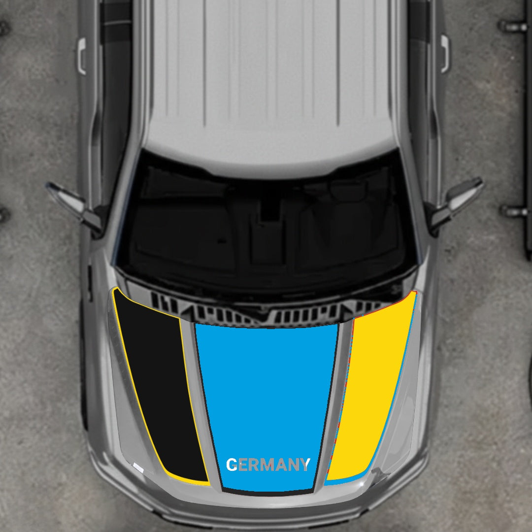 Hood Panel Decal/Sticker - Germany Flag Parts - Border Graphic Kit - For Ford F-150 2020-2026 - Premium Vinyl