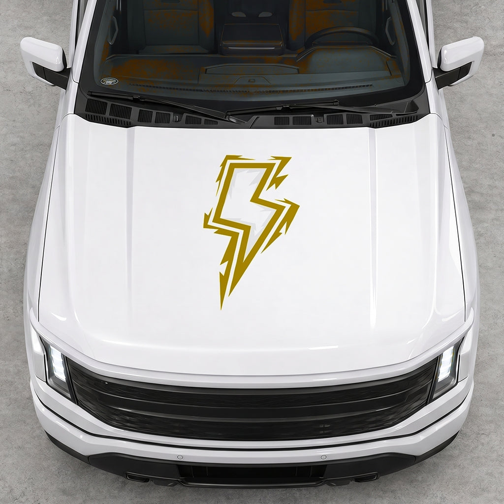 Hood Panel Decal/Sticker - Cut Bordered Electric Graphic Decal Graphic Kit - For FORD F-150 2015-2020 - Premium Vinyl