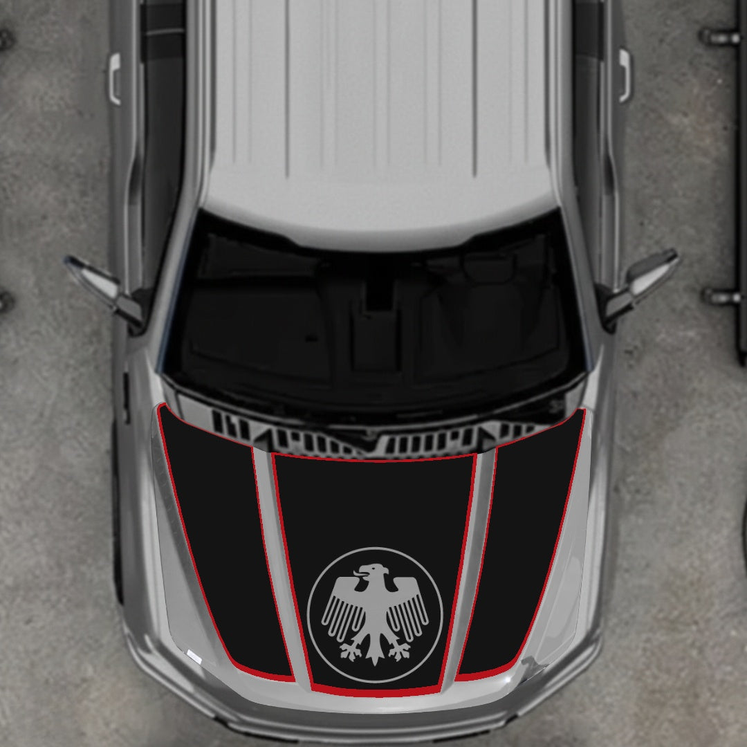 Hood Panel Decal/Sticker - Germany Logo - Cut - Border Graphic Kit - For Ford F-150 2020-2026 - Premium Vinyl