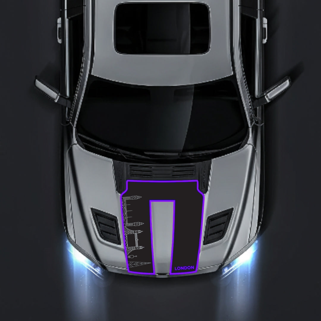 Performance Hood Panel Decal/Sticker - London Skyline - Cut - Border Graphic Kit - For Dodge RAM 1500 2019-2025 - Premium Vinyl