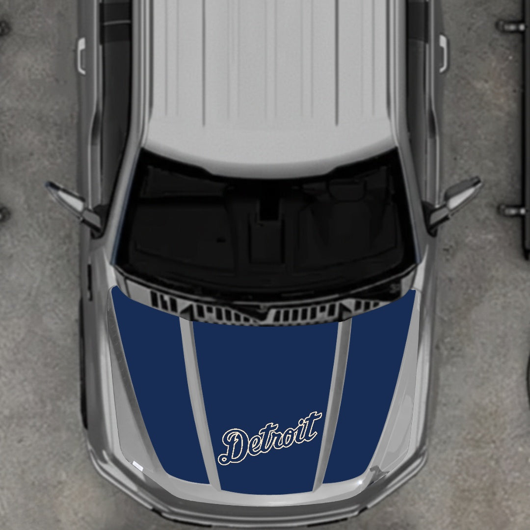 Hood Panel Decal/Sticker - Detroit Blue Graphic Kit - For Ford F-150 2020-2026 - Premium Vinyl