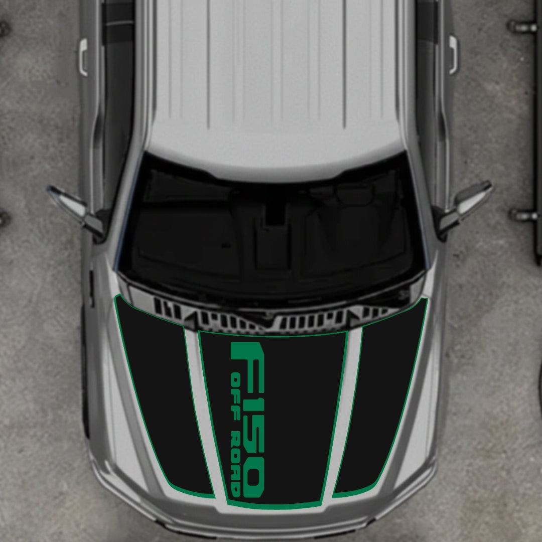 Hood Panel Decal/Sticker - Style 2 - Border Graphic Kit - For Ford F-150 2020-2026 - Premium Vinyl