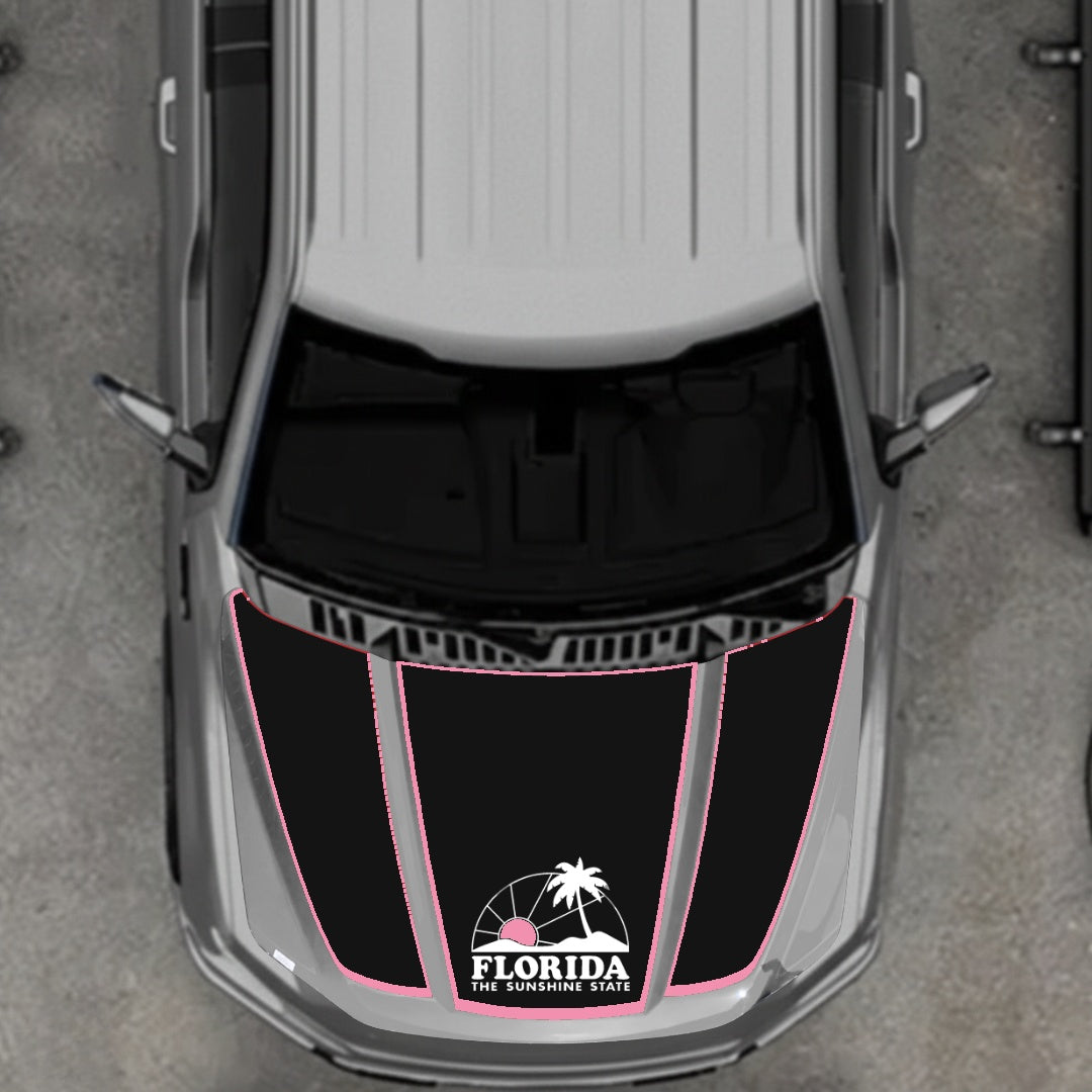 Hood Panel Decal/Sticker - Flordia - Cut - Border Graphic Kit - For Ford F-150 2020-2026 - Premium Vinyl