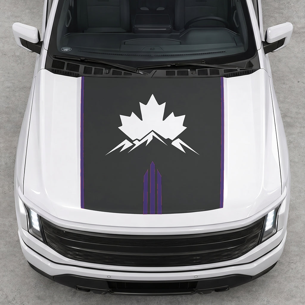Hood Panel Decal/Sticker - Maple and Mountain Graphic Decal Graphic Kit - For Ford F-150 2015-2020 - Premium Vinyl