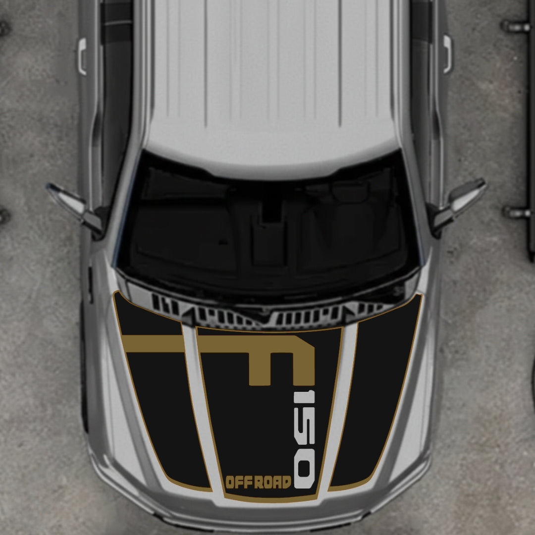 Hood Panel Decal/Sticker - Stlye 5 - Cut - Border Graphic Kit - For Ford F-150 2020-2026 - Premium Vinyl