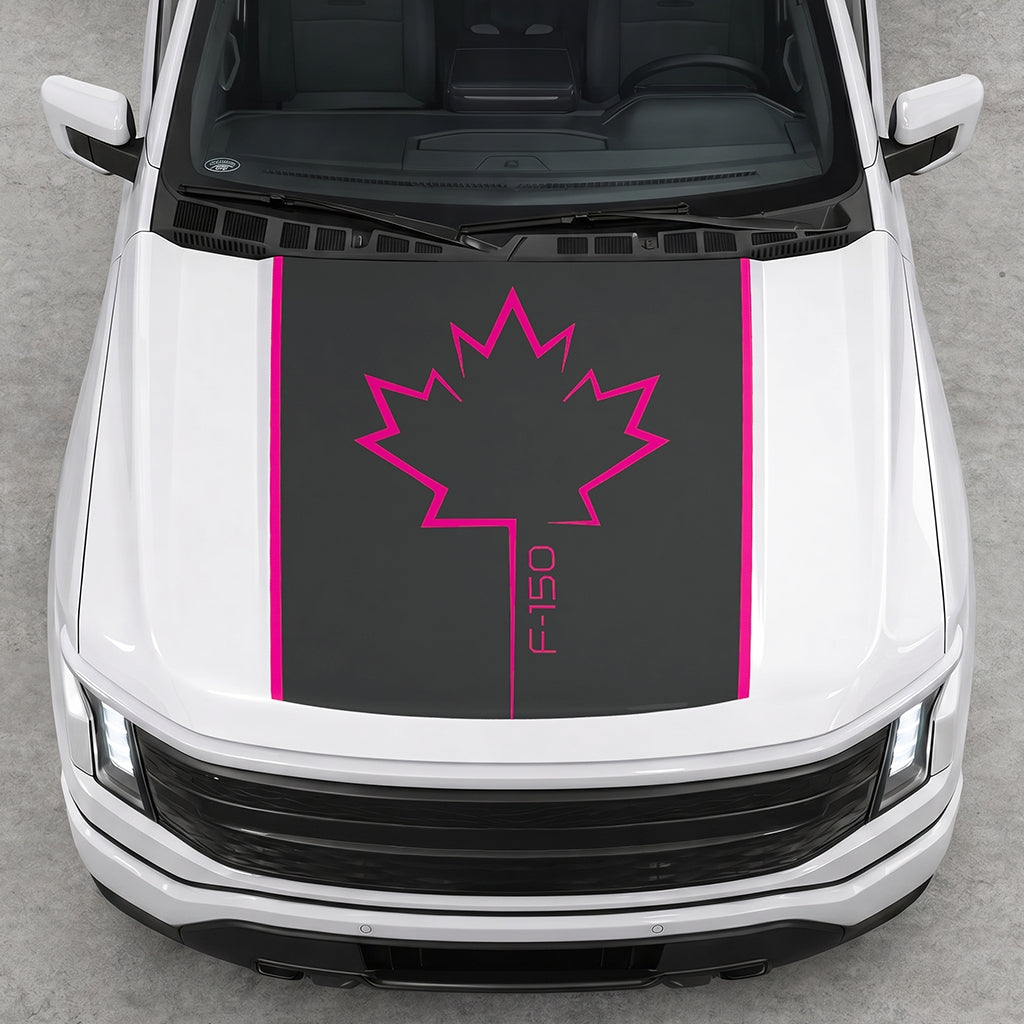 Hood Panel Decal/Sticker - Canada Leaf Graphic Decal Graphic Kit - For Ford F-150 2015-2020 - Premium Vinyl