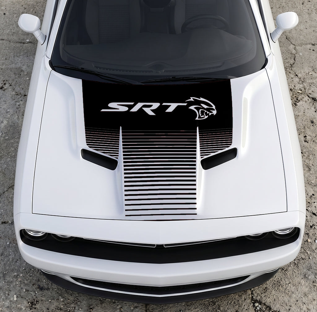 Hood Panel Decal/Sticker - Dodge Challenger SRT Hellcat Edition - Speed Fade Gradient Graphic Kit - For Dodge Challenger 2015-2024 - Premium Vinyl