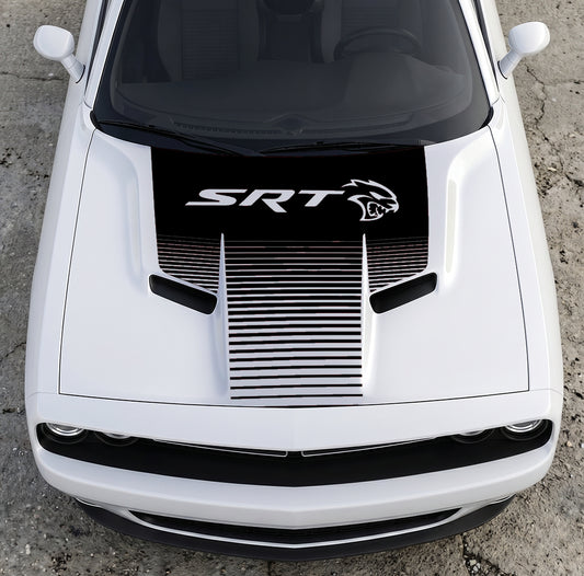 Hood Panel Decal/Sticker - Dodge Challenger SRT Hellcat Edition - Speed Fade Gradient Graphic Kit - For Dodge Challenger 2015-2024 - Premium Vinyl