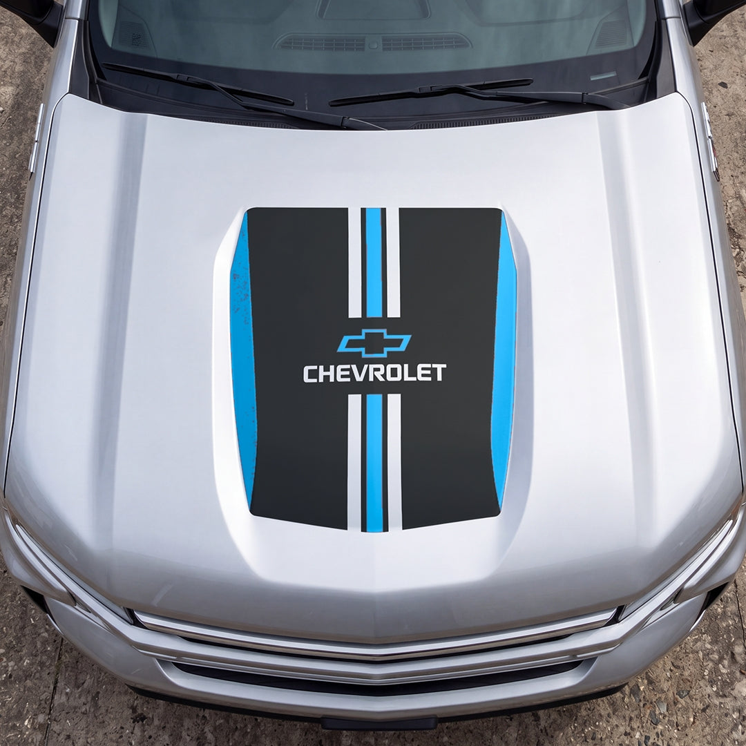 Hood Panel Decal/Sticker - Stripes Graphic Decal Graphic Kit - For Chevrolet Silverado 2019-2024 - Premium Vinyl