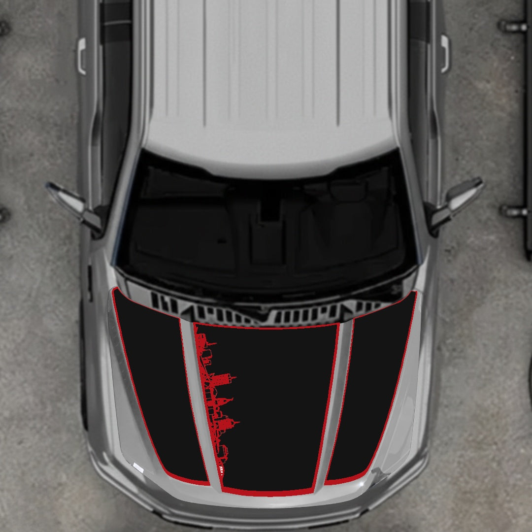 Hood Panel Decal/Sticker - Winnipeg Skyline - Border Graphic Kit - For Ford F-150 2020-2026 - Premium Vinyl