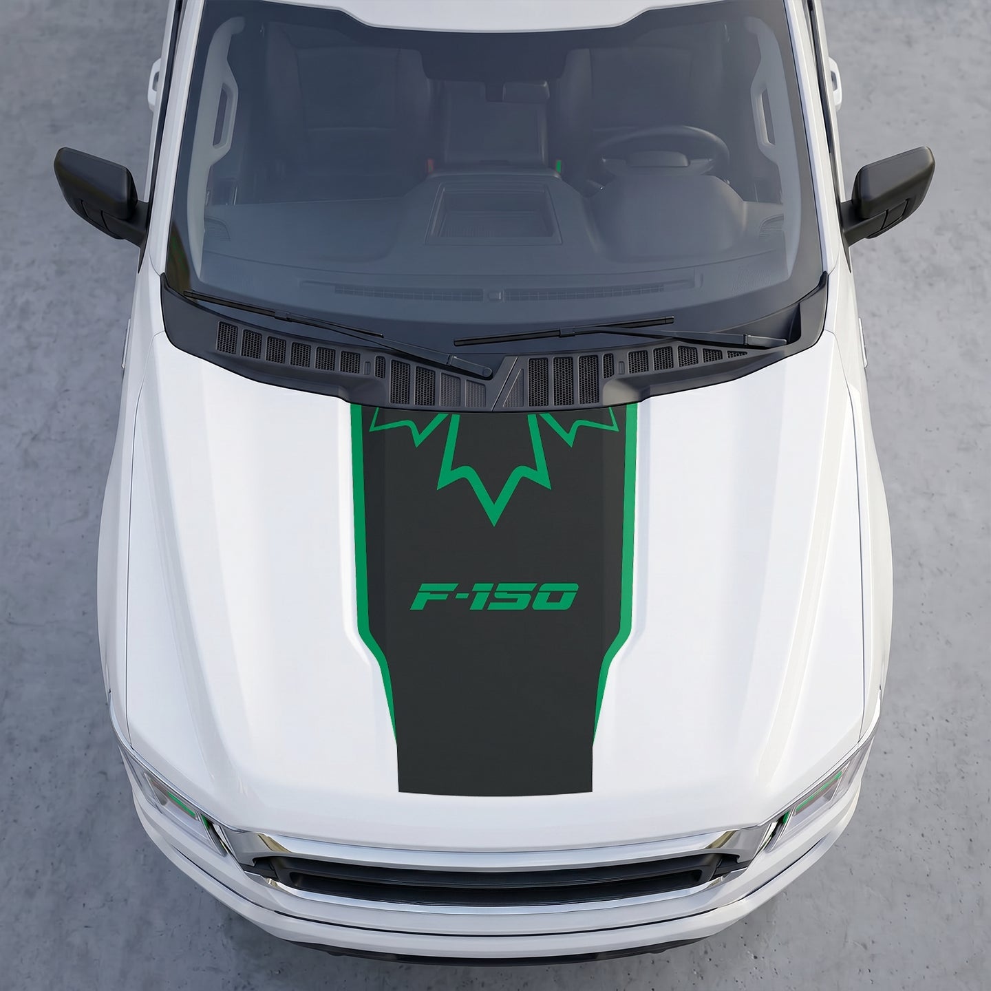 Hood Panel Decal/Sticker - Stealth Maple Leaf Crest Hood Decal – Top-Border Outline Vinyl Wrap Graphic Kit - For Ford F-150 F150 2015-2020 - Premium Vinyl
