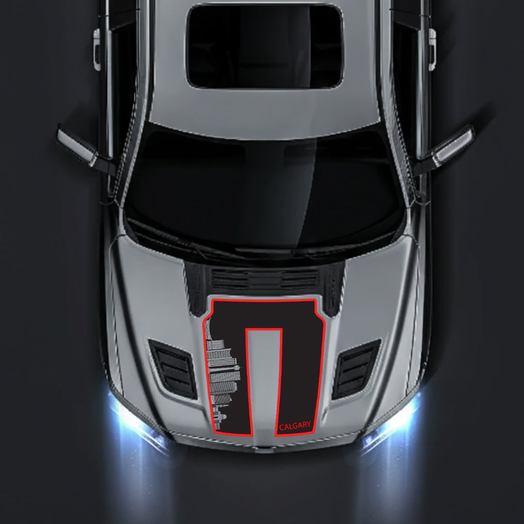 Hood Panel Decal/Sticker - Calgary Skyline - Cut - Border Graphic Kit - For Dodge RAM 1500 2019-2025 - Premium Vinyl
