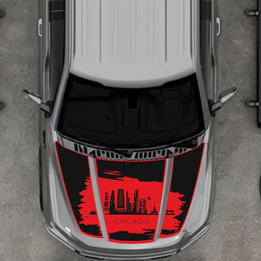 Hood Panel Decal/Sticker - Chicago - Border Graphic Kit - For Ford F-150 2020-2026 - Premium Vinyl