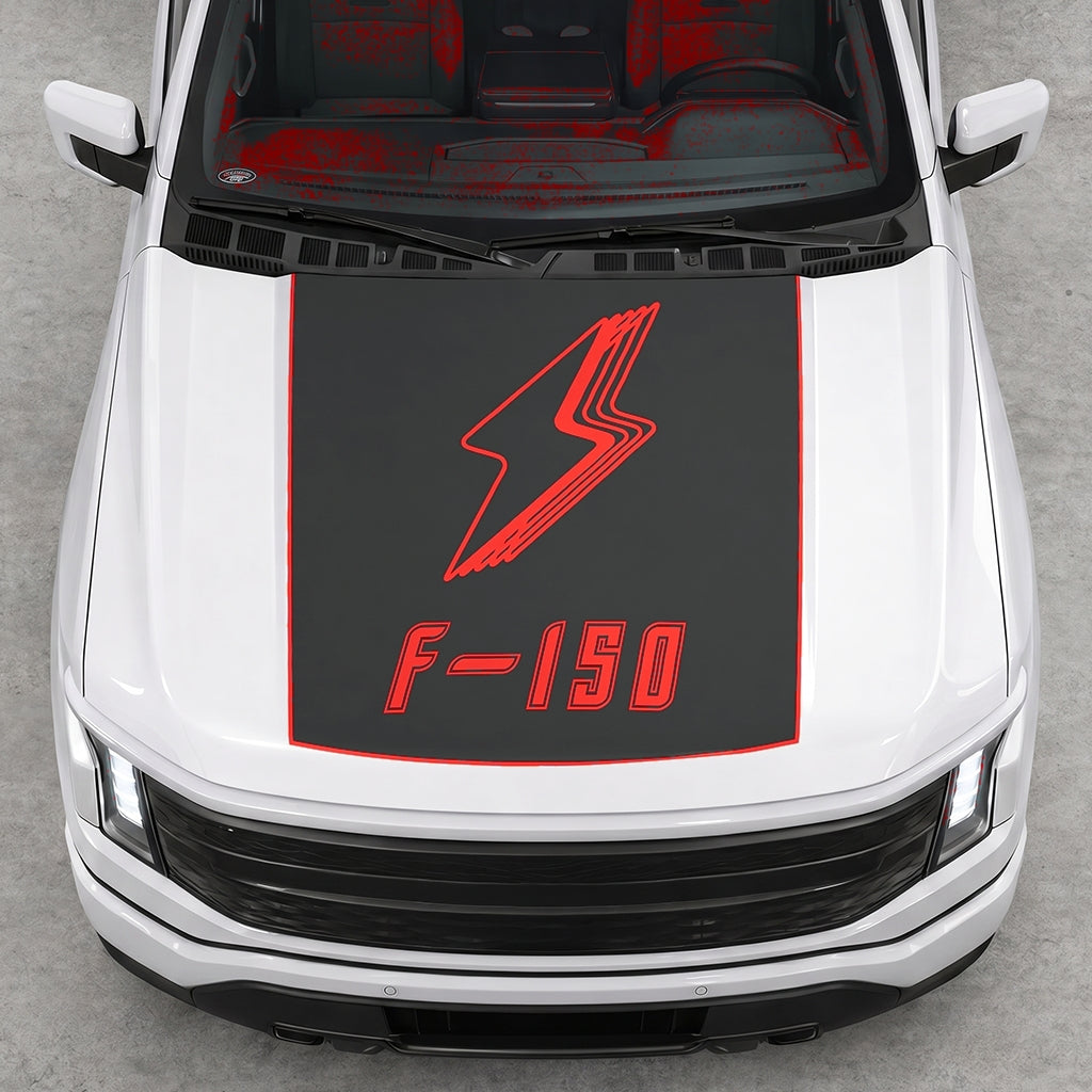 Hood Panel Decal/Sticker - Bordered Electric F150 Graphic Decal Graphic Kit - For FORD F-150 2015-2020 - Premium Vinyl