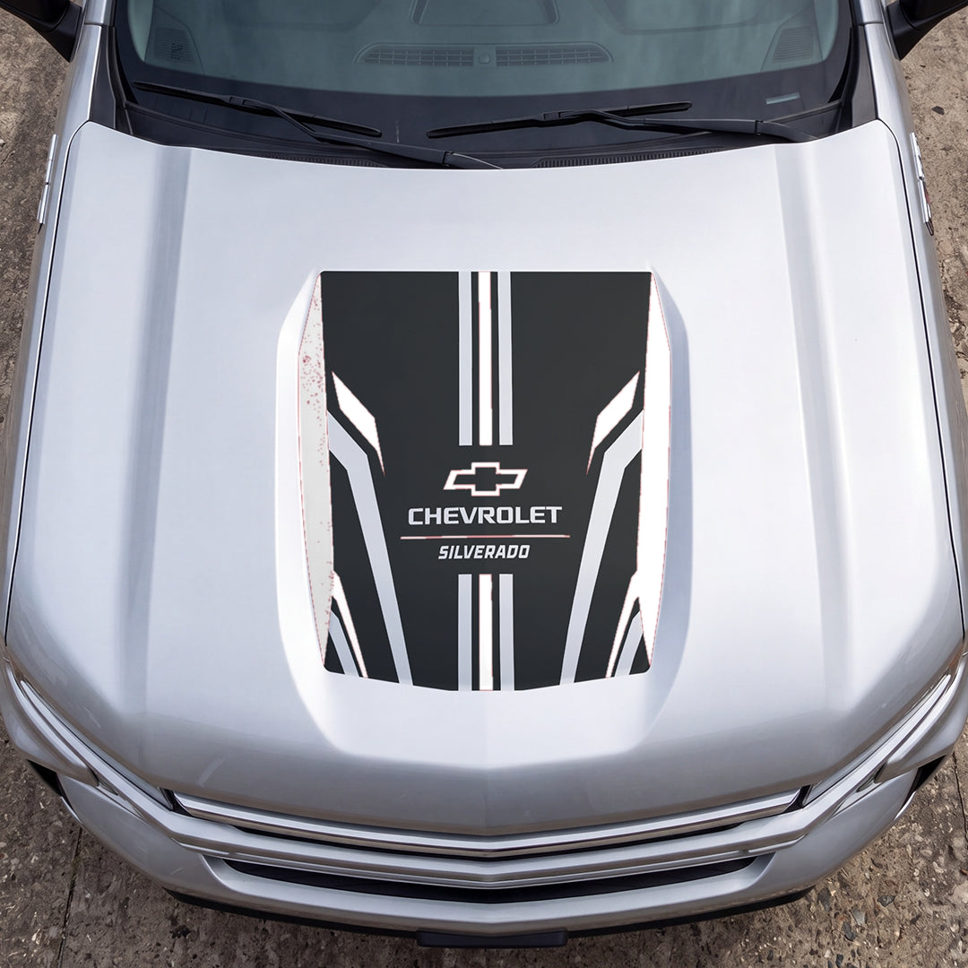 Hood Panel Decal/Sticker - Speed Graphic Decal Graphic Kit - For Chevrolet Silverado 2019-2024 - Premium Vinyl