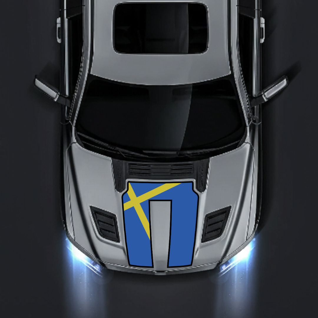 Performance Hood Panel Decal/Sticker - Sweden Flag - Border Graphic Kit - For Dodge RAM 1500 2019-2025 - Premium Vinyl