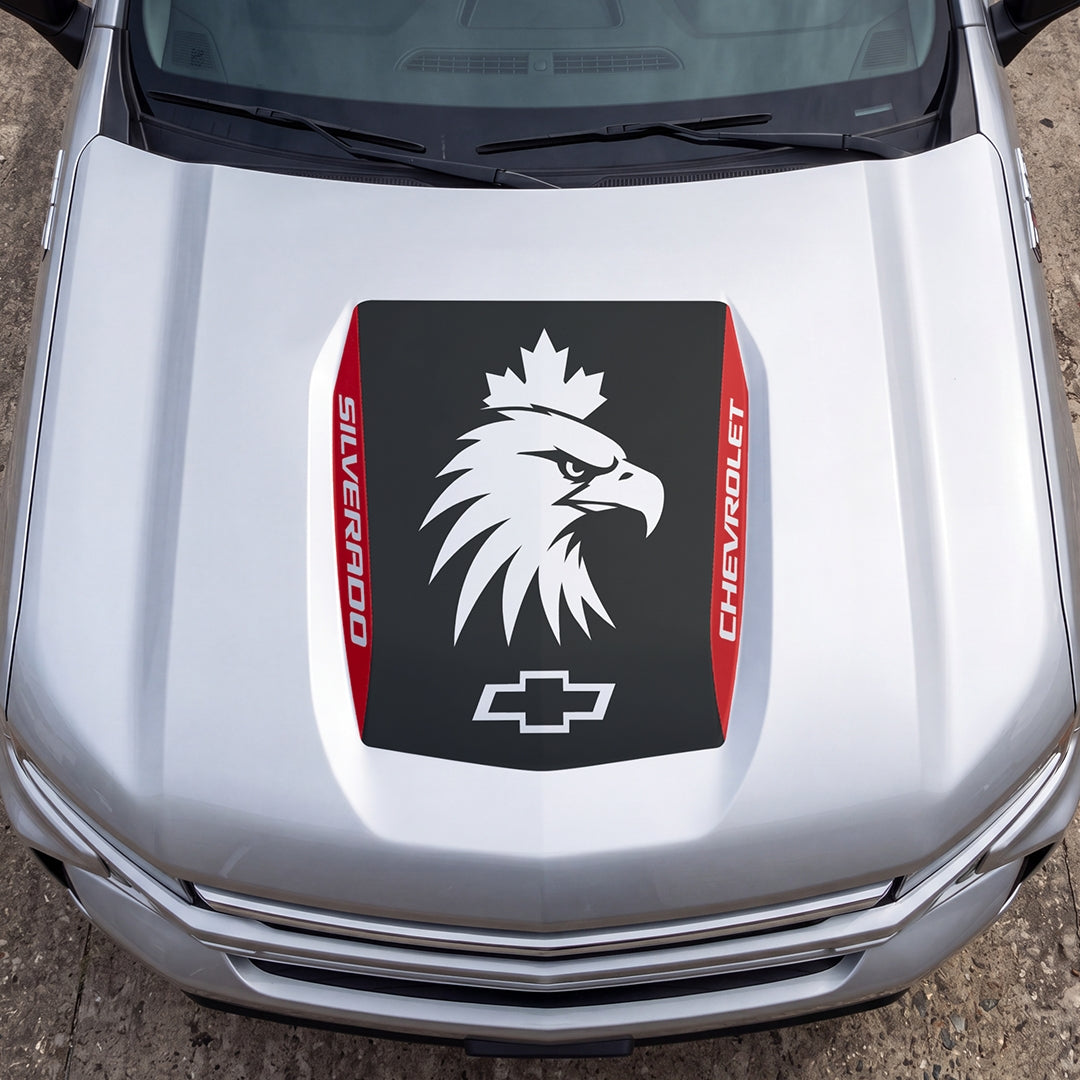 Hood Panel Decal/Sticker - Eagle Head with Maple Graphic Decal Graphic Kit - For Chevrolet Silverado 2019-2024 - Premium Vinyl