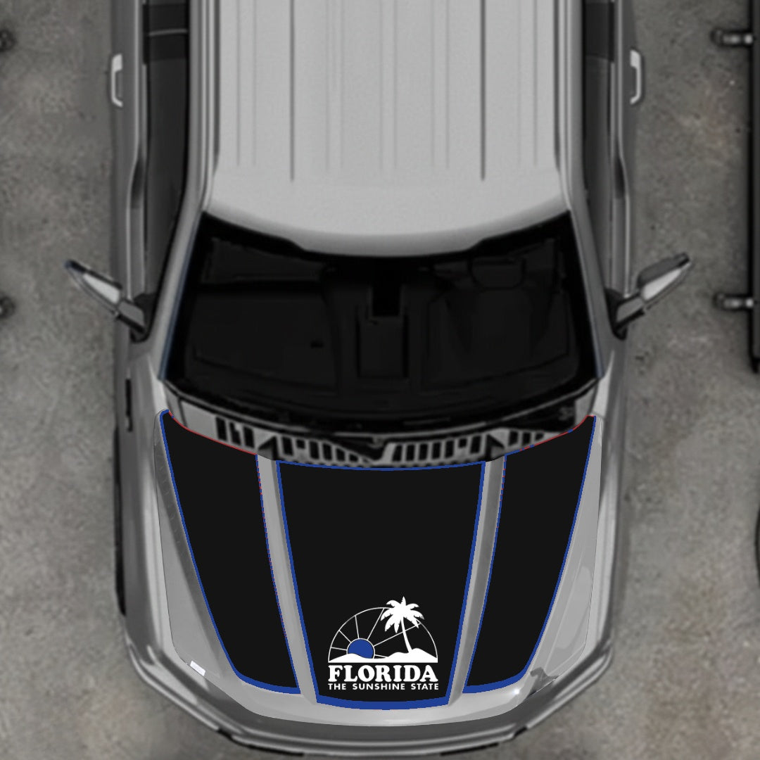 Hood Panel Decal/Sticker - Flordia - Cut - Border Graphic Kit - For Ford F-150 2020-2026 - Premium Vinyl