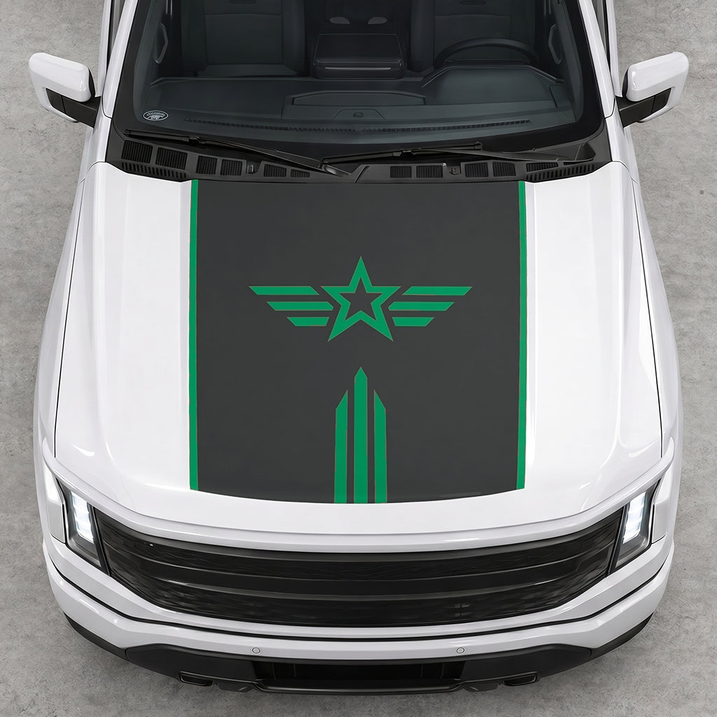 Hood Panel Decal/Sticker - Winged Star Graphic Decal Graphic Kit - For Ford F-150 2015-2020 - Premium Vinyl