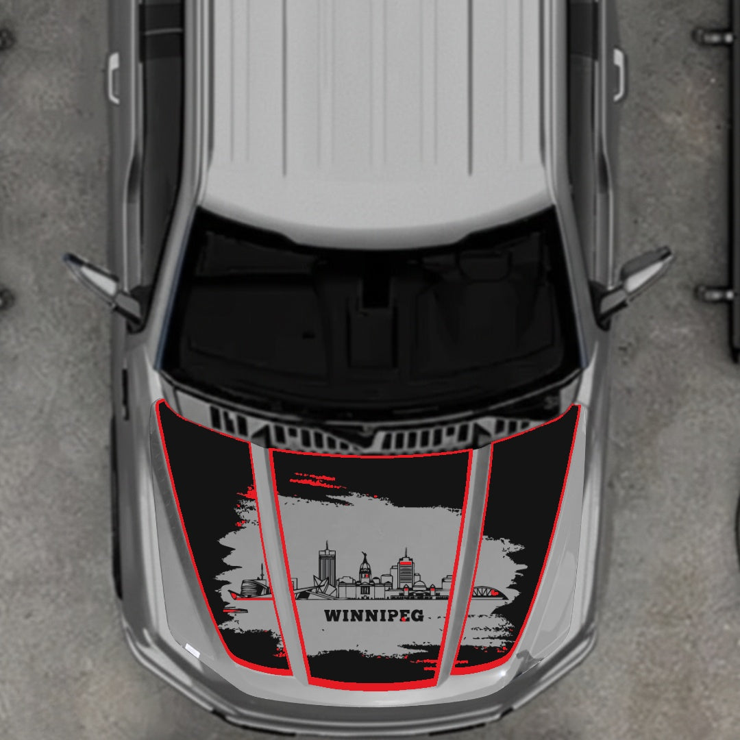 Hood Panel Decal/Sticker - Winnipeg - Cut - Border Graphic Kit - For Ford F-150 2020-2026 - Premium Vinyl