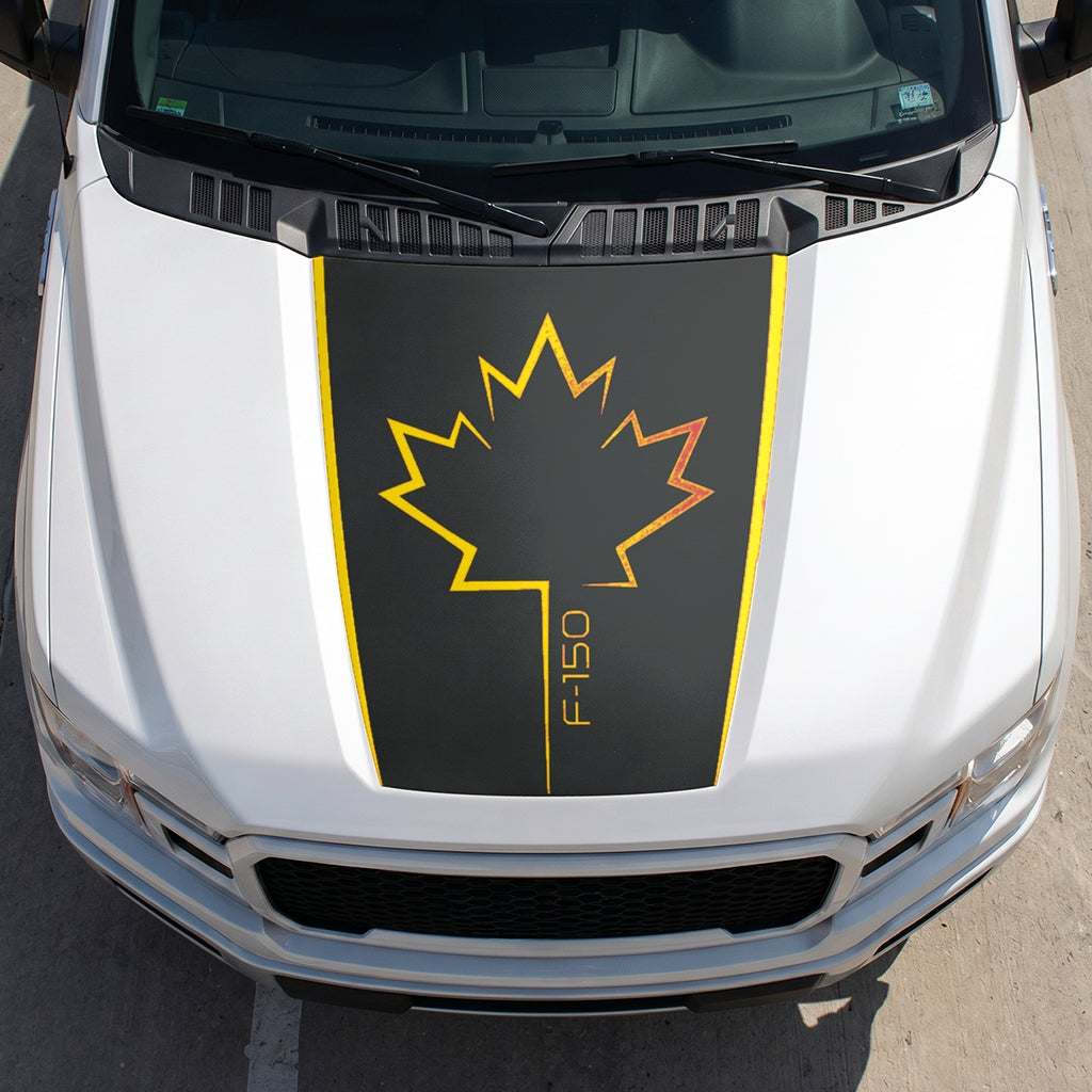 Hood Panel Decal/Sticker - Canada Leaf Graphic Decal Graphic Kit - For Ford F-150 2015-2020 - Premium Vinyl
