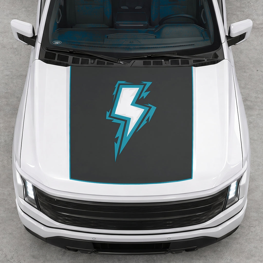 Hood Panel Decal/Sticker - Bordered Electric Graphic Decal Graphic Kit - For FORD F-150 2015-2020 - Premium Vinyl