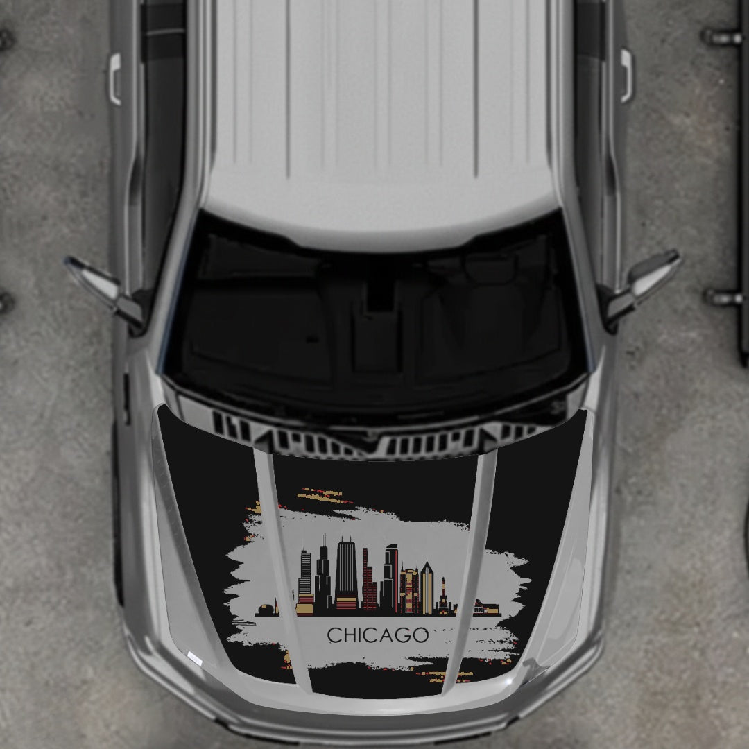 Hood Panel Decal/Sticker - Chicago - Cut Graphic Kit - For Ford F-150 2020-2026 - Premium Vinyl