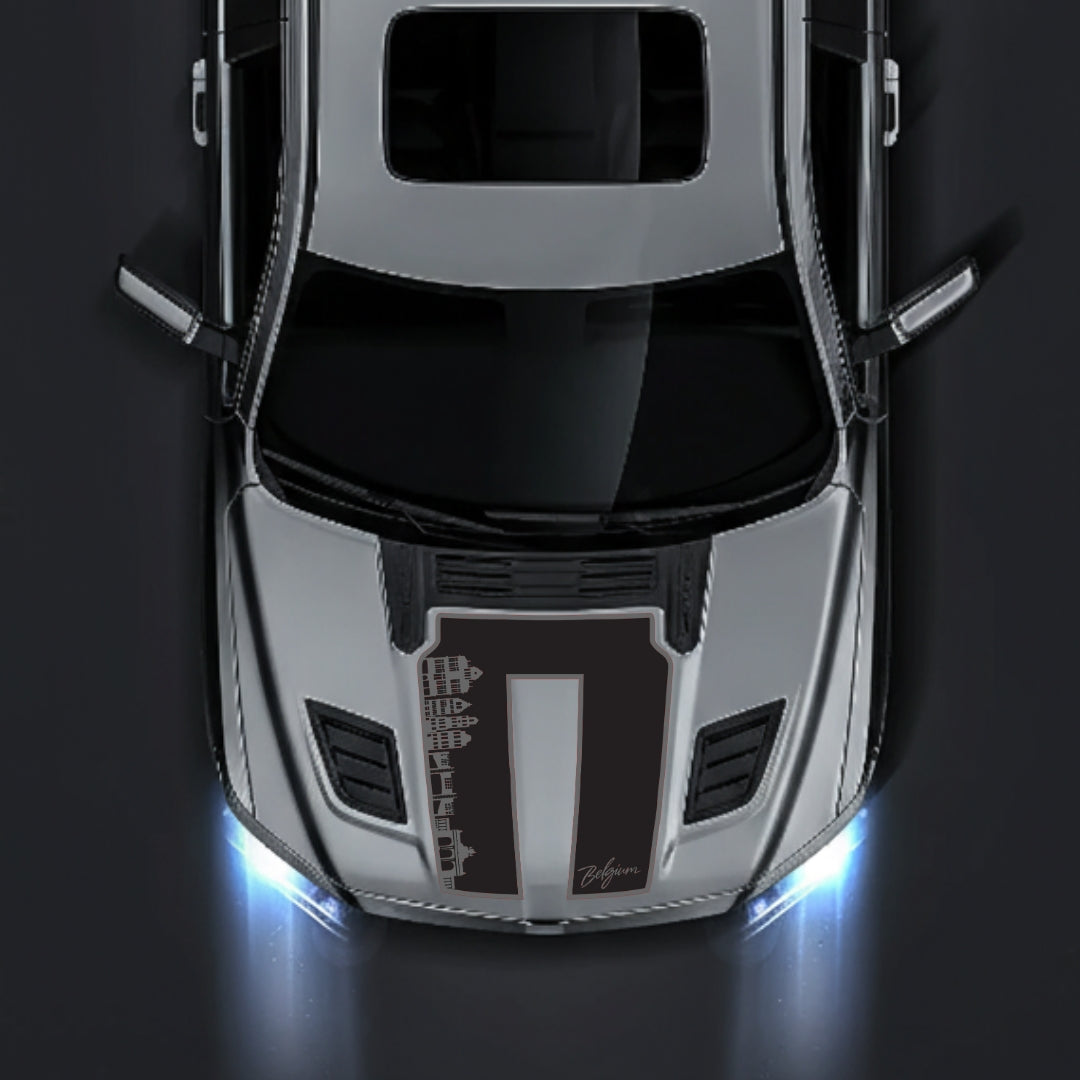 Performance Hood Panel Decal/Sticker - Belgium Skyline - Border Graphic Kit - For Dodge RAM 1500 2019-2025 - Premium Vinyl
