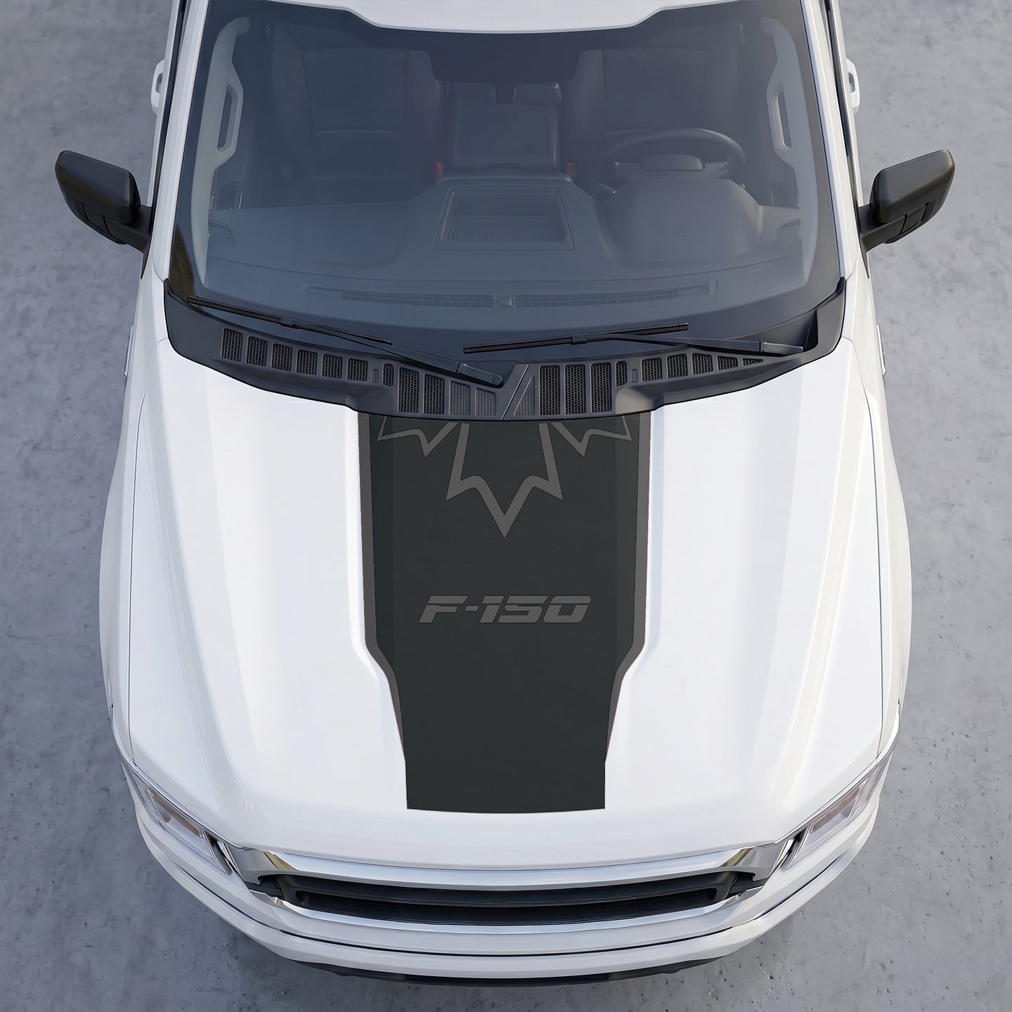 Hood Panel Decal/Sticker - Stealth Maple Leaf Crest Hood Decal – Top-Border Outline Vinyl Wrap Graphic Kit - For Ford F-150 F150 2015-2020 - Premium Vinyl