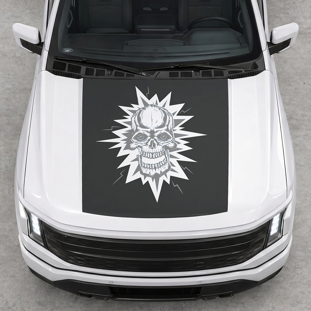 Hood Panel Decal/Sticker - Electric Skull Graphic Decal Graphic Kit - For FORD F-150 2015-2020 - Premium Vinyl