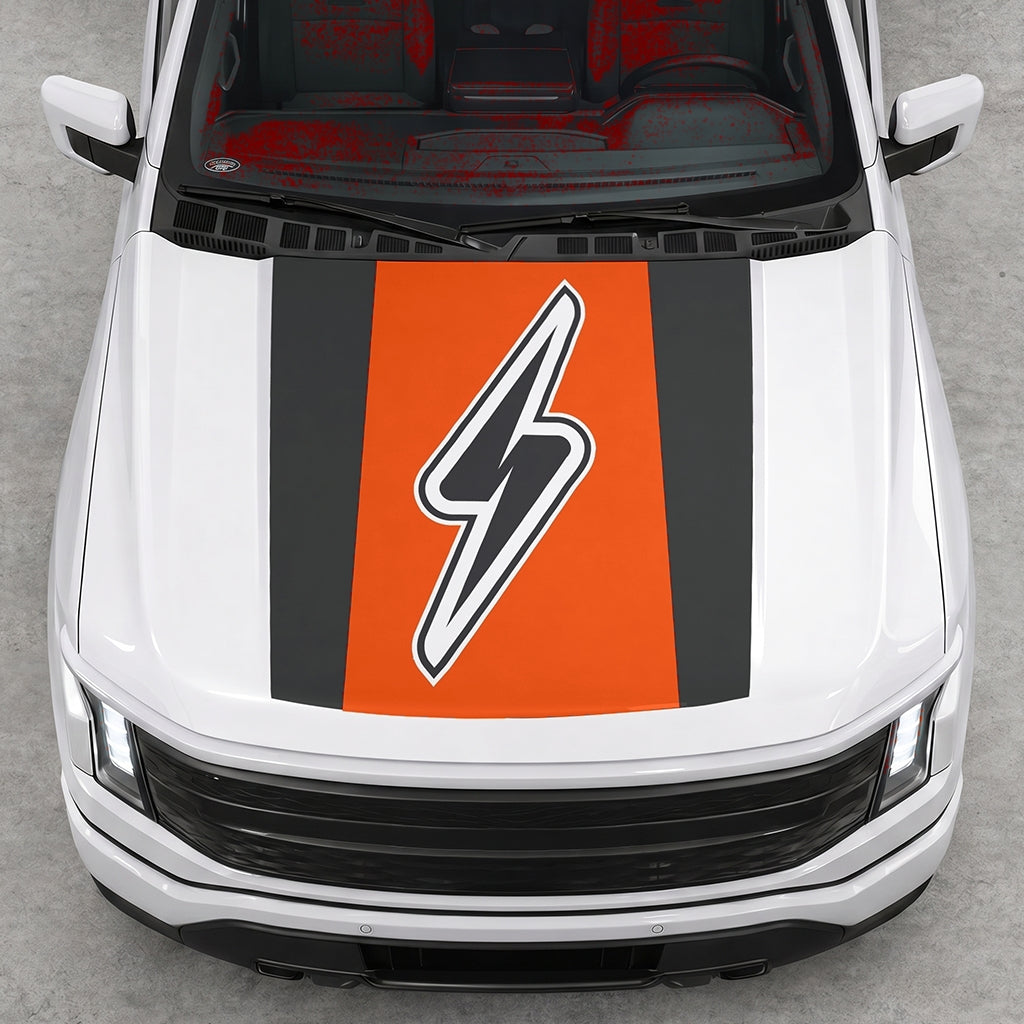 Hood Panel Decal/Sticker - Electric Solid Graphic Decal Graphic Kit - For FORD F-150 2015-2020 - Premium Vinyl