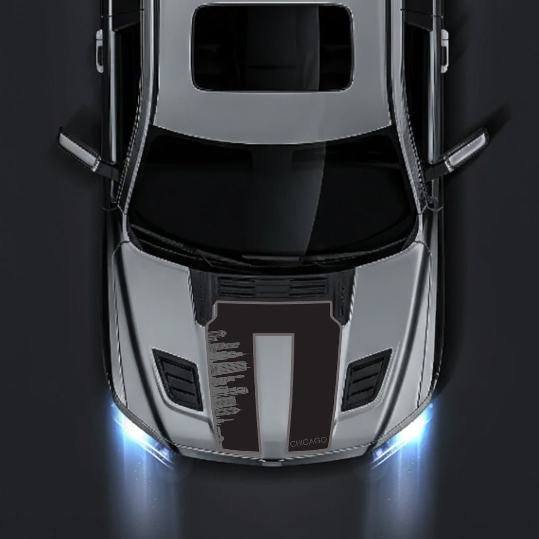 Performance Hood Panel Decal/Sticker - Chicago Skyline - Border Graphic Kit - For Dodge RAM 1500 2019-2025 - Premium Vinyl