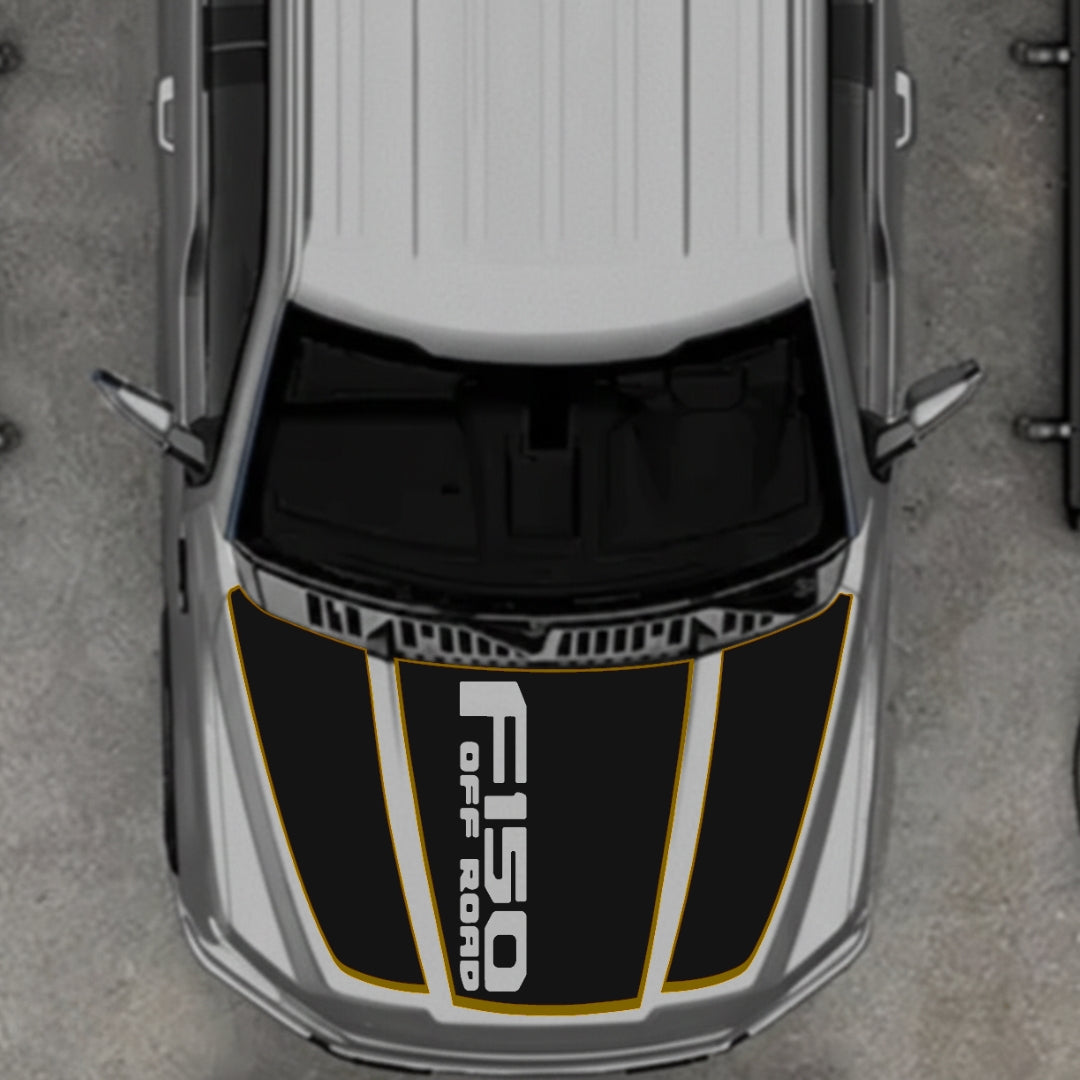 Hood Panel Decal/Sticker - Style 2 - Cut - Border Graphic Kit - For Ford F-150 2020-2026 - Premium Vinyl