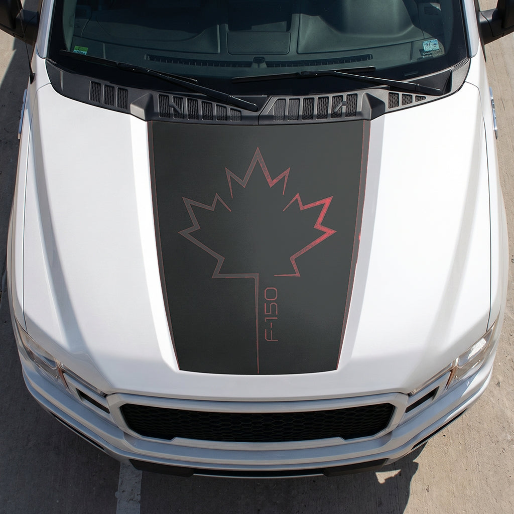 Hood Panel Decal/Sticker - Canada Leaf Graphic Decal Graphic Kit - For Ford F-150 2015-2020 - Premium Vinyl