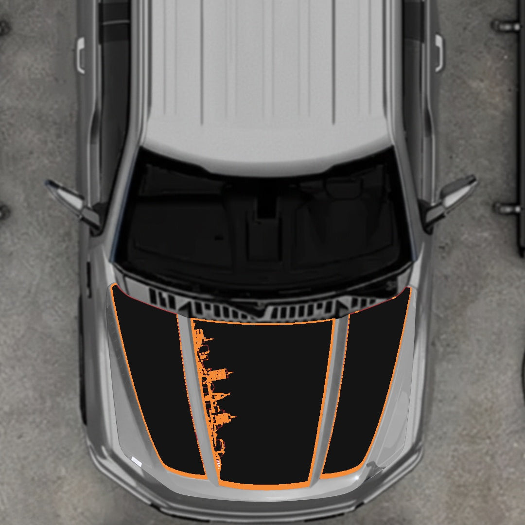 Hood Panel Decal/Sticker - Winnipeg Skyline - Border Graphic Kit - For Ford F-150 2020-2026 - Premium Vinyl