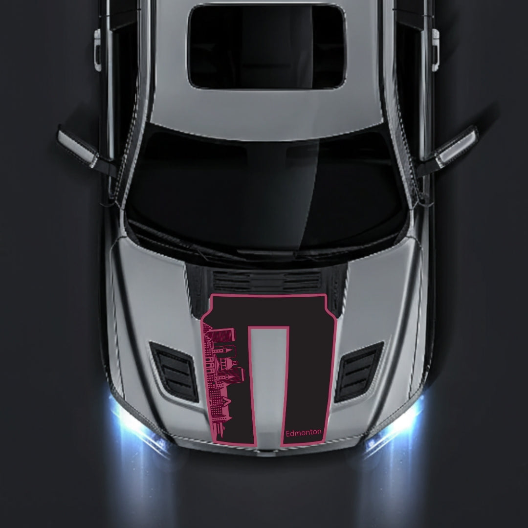 Performance Hood Panel Decal/Sticker - Edmonton Skyline - Border Graphic Kit - For Dodge RAM 1500 2019-2025 - Premium Vinyl