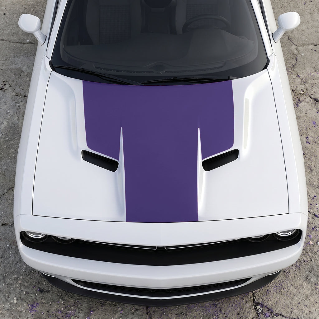 Hood Panel Decal/Sticker - The Foundation - Solid T-Shape - Matte Performance Trim Blackout Graphic Kit - For Dodge Challenger 2015-2024 - Premium Vinyl