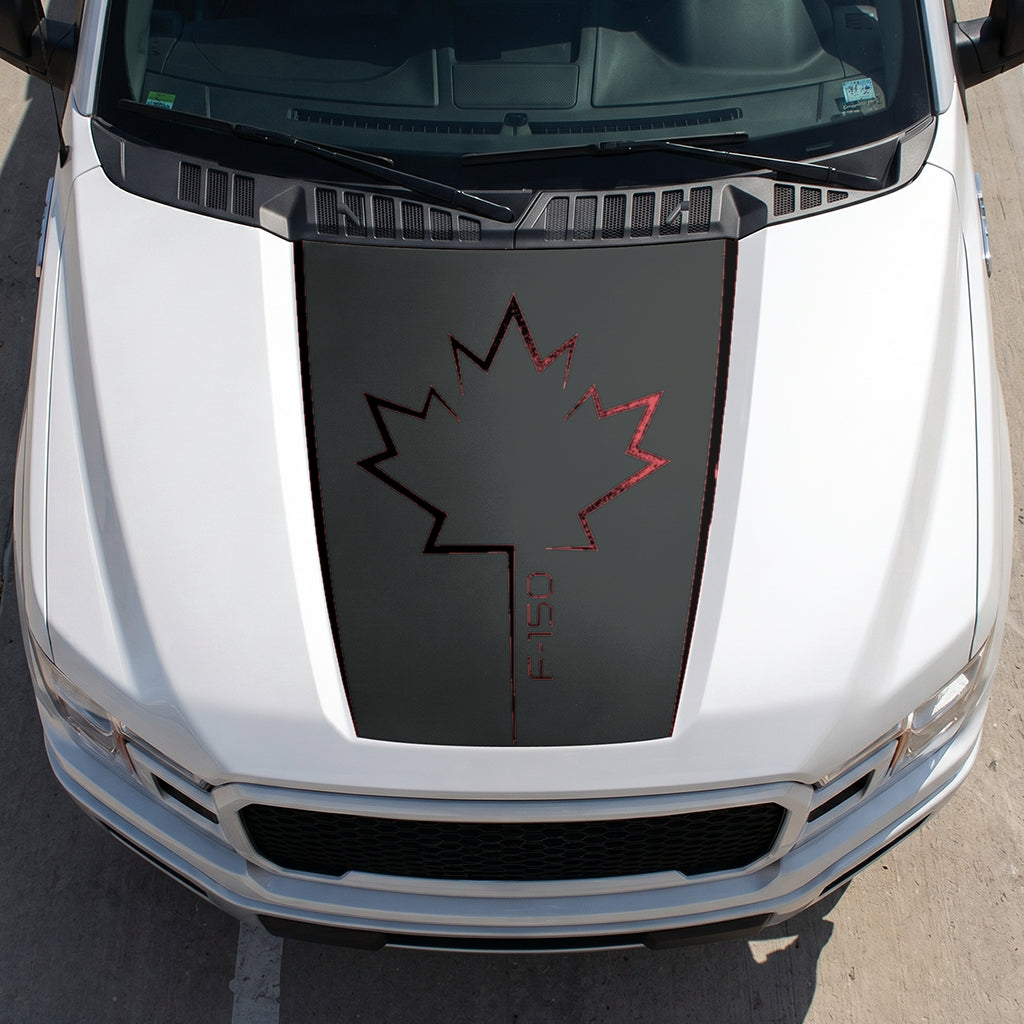 Hood Panel Decal/Sticker - Canada Leaf Graphic Decal Graphic Kit - For Ford F-150 2015-2020 - Premium Vinyl